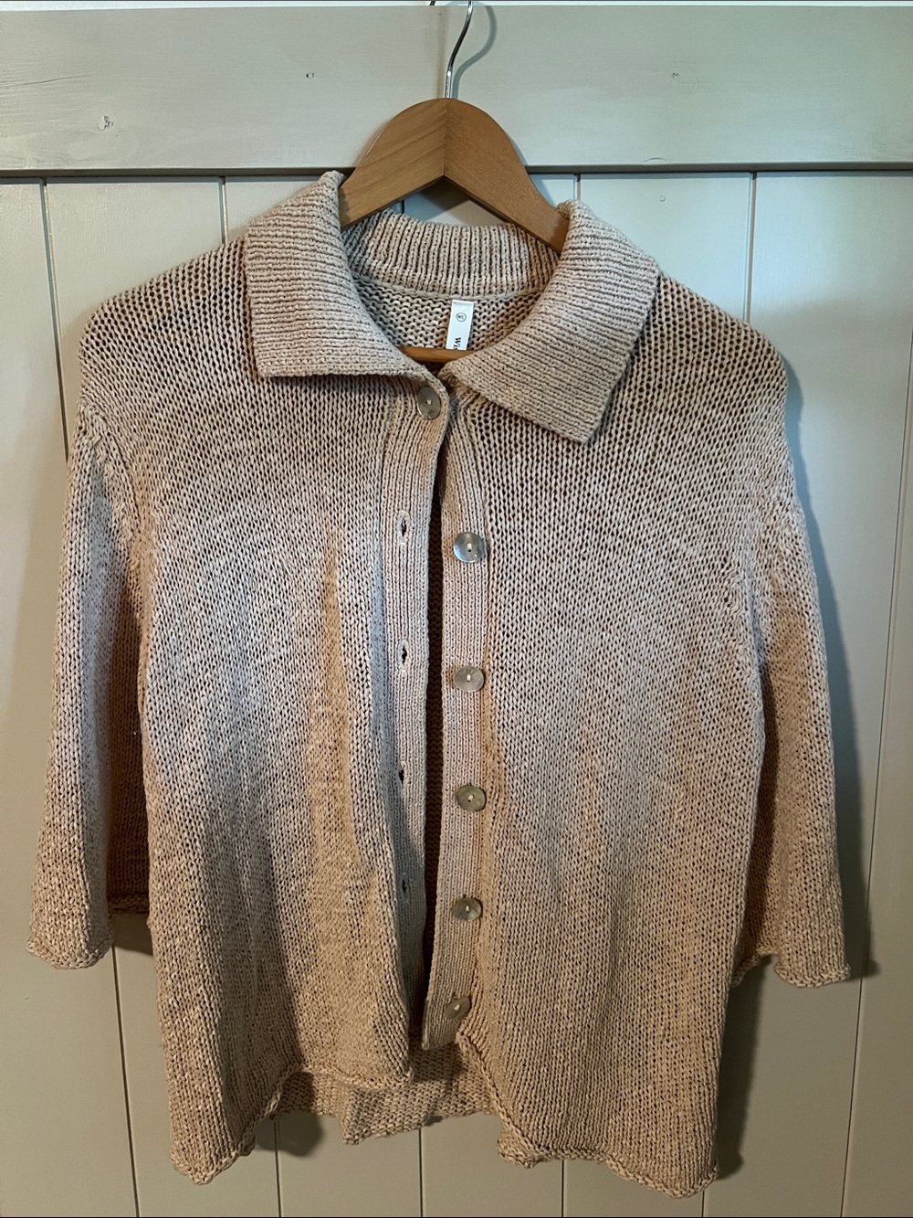 Wishlist Beige Button-Front Knit Top with Collar